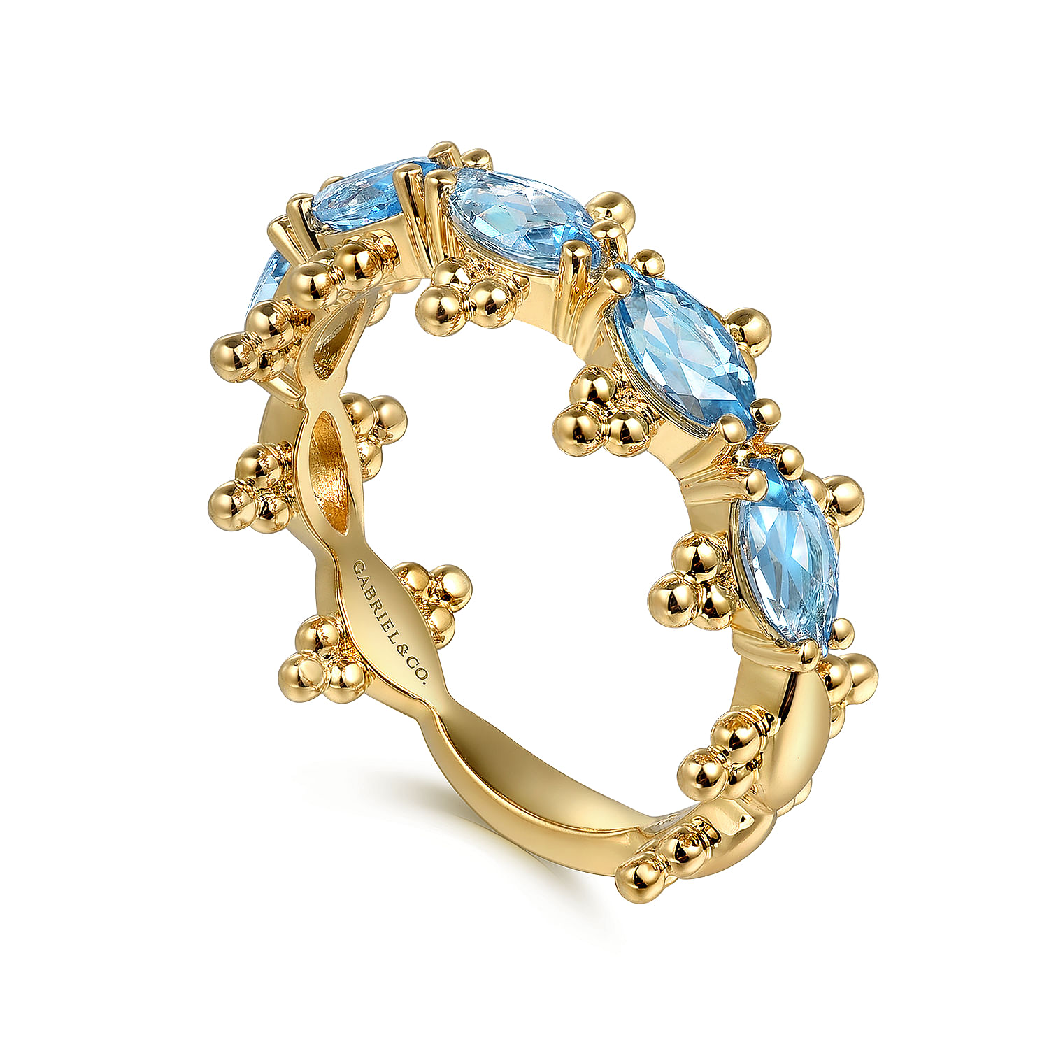 14K Yellow Gold Bujukan Blue Topaz Fashion Ring