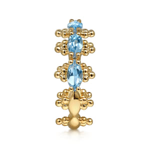 14K Yellow Gold Bujukan Blue Topaz Fashion Ring
