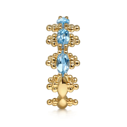 14K Yellow Gold Bujukan Blue Topaz Fashion Ring