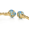 14K Yellow Gold Bujukan Blue Topaz Floral Split Bangle Bracelet with Dusk Blue Enamel