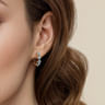 14K Yellow Gold Bujukan Blue Topaz Huggie Earrings