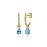 14K Yellow Gold Bujukan Blue Topaz J Hoop Earrings