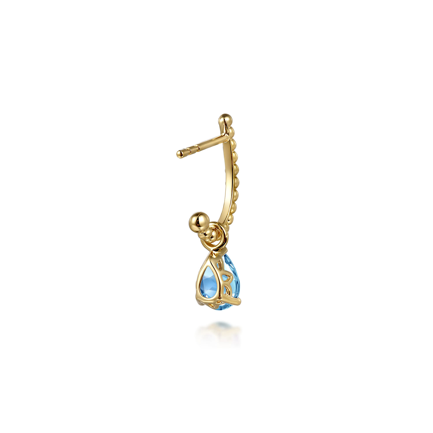 14K Yellow Gold Bujukan Blue Topaz J Hoop Earrings - Shot 2
