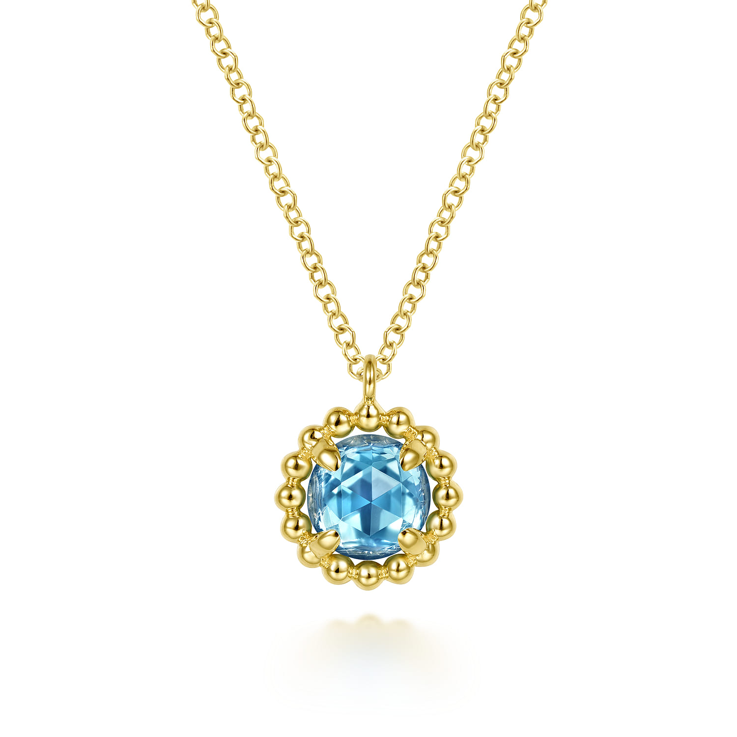 14K Yellow Gold Bujukan Blue Topaz Pendant Necklace - Shot 1