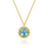 14K Yellow Gold Bujukan Blue Topaz Pendant Necklace