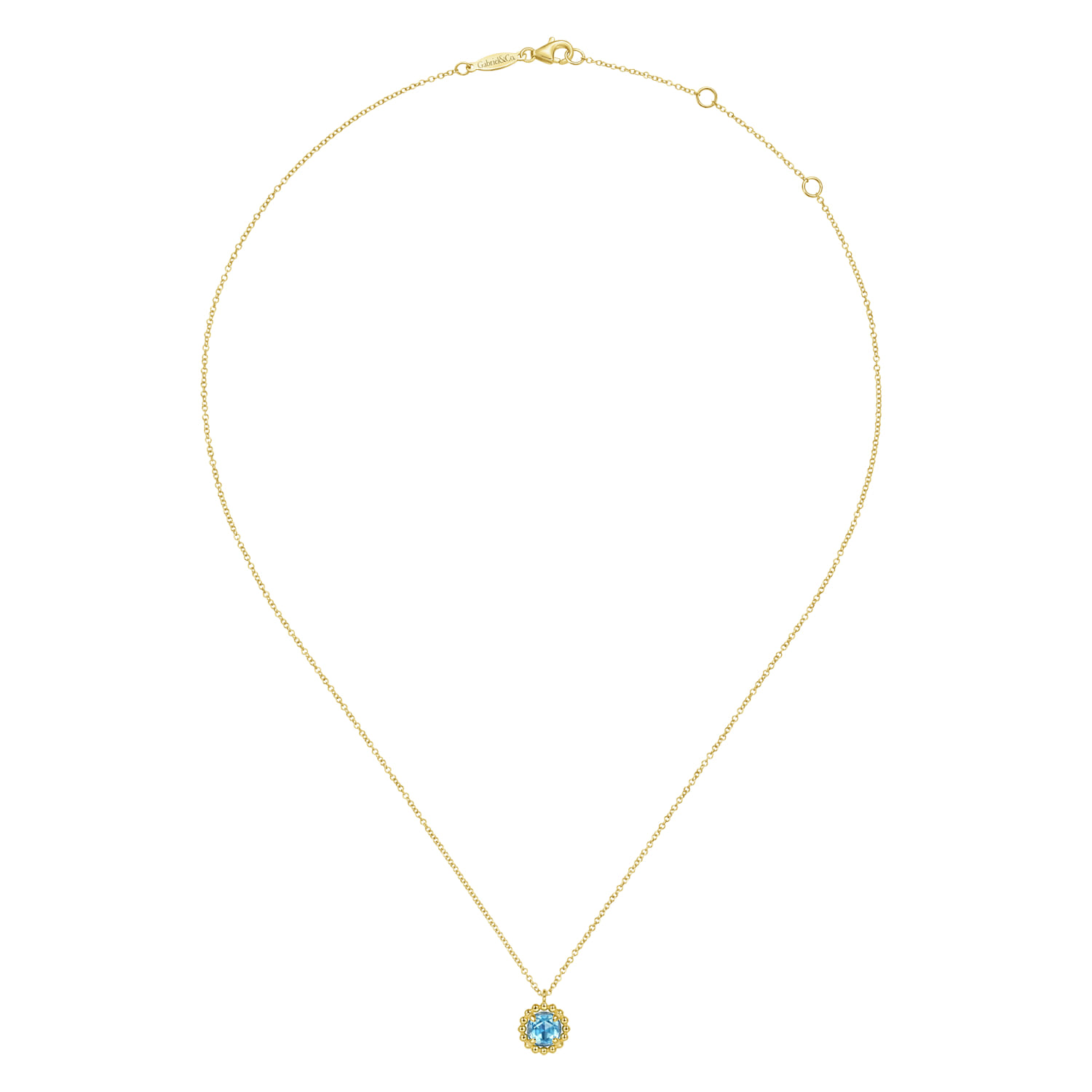 14K Yellow Gold Bujukan Blue Topaz Pendant Necklace - Shot 2