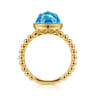14K Yellow Gold Bujukan Blue Topaz Signet Ring