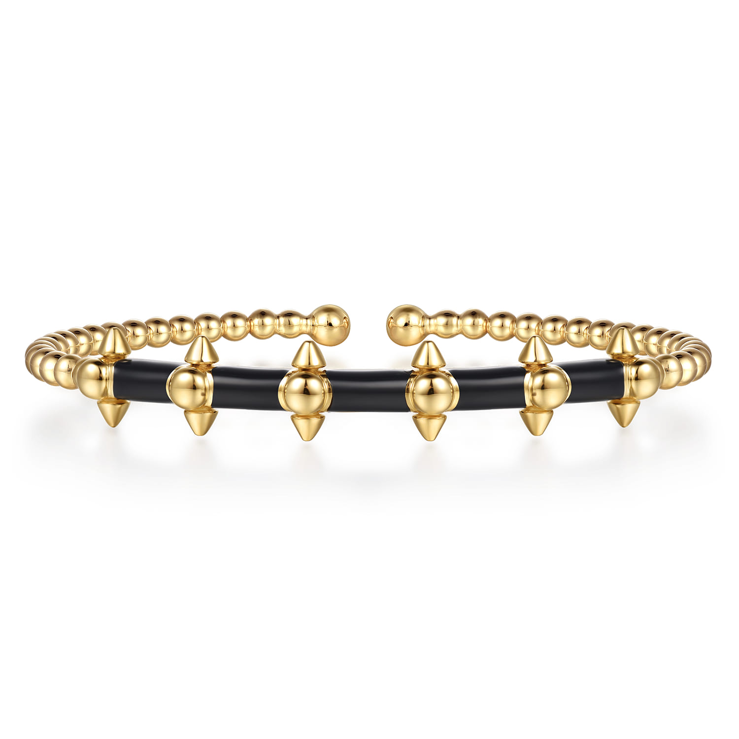 14K Yellow Gold Bujukan Bullet Cuff Bangle Bracelet with Black Enamel - Shot 1