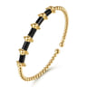 14K Yellow Gold Bujukan Bullet Cuff Bangle Bracelet with Black Enamel