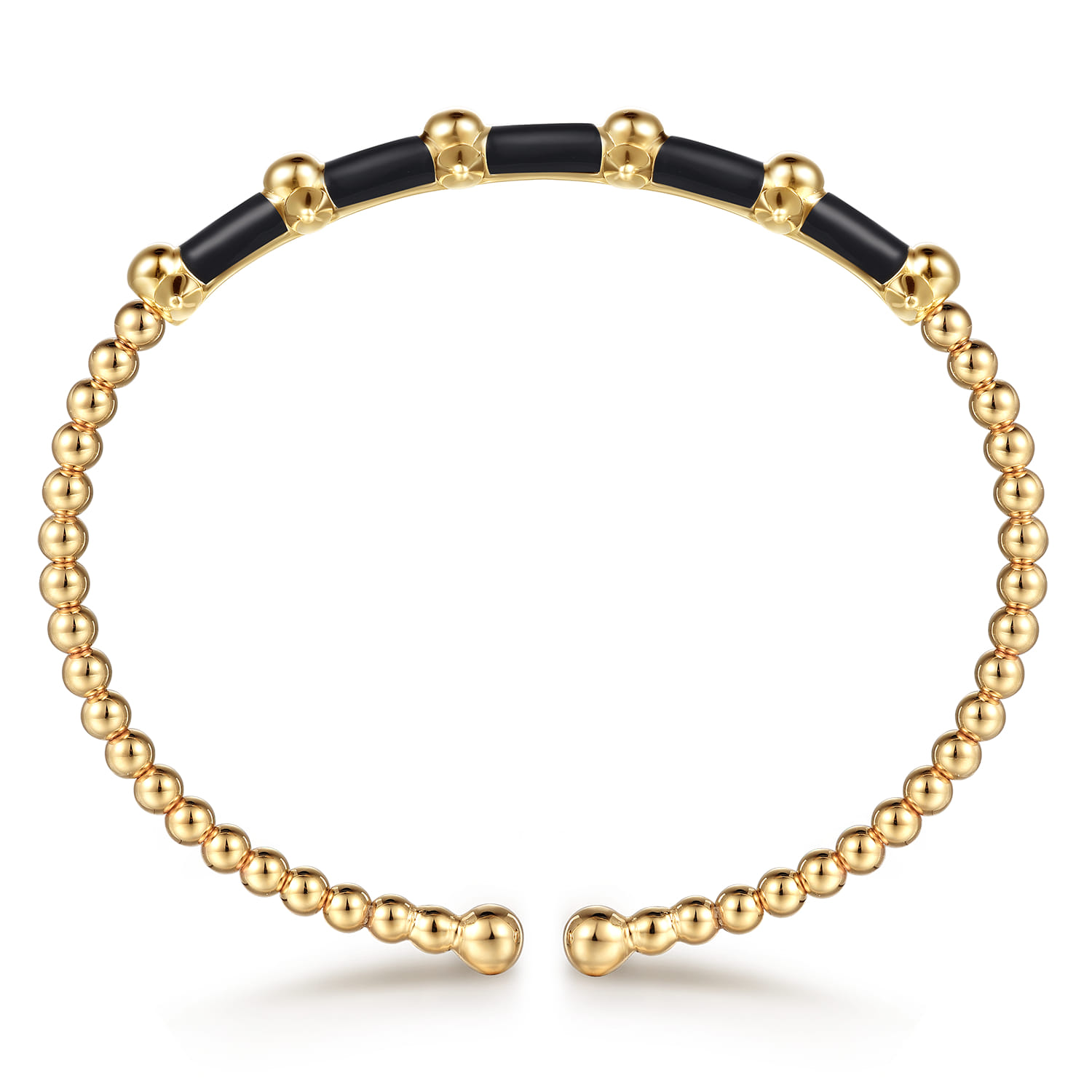 14K Yellow Gold Bujukan Bullet Cuff Bangle Bracelet with Black Enamel - Shot 3