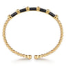 14K Yellow Gold Bujukan Bullet Cuff Bangle Bracelet with Black Enamel