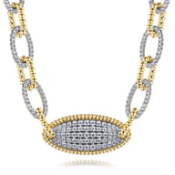 14K Yellow Gold Bujukan Chain Necklace with Pave Diamond Pendant