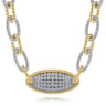 14K Yellow Gold Bujukan Chain Necklace with Pave Diamond Pendant - 2.1 ct