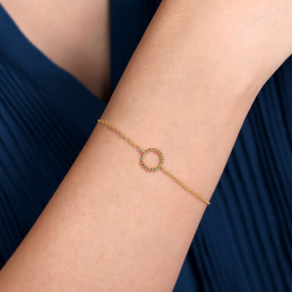 14K Yellow Gold Bujukan Circle Chain Bracelet