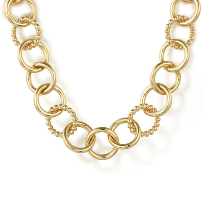 14K Yellow Gold Bujukan Circle Chain Necklace