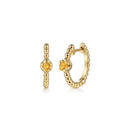 14K Yellow Gold Bujukan Citrine 15mm Huggie Earrings