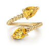 14K Yellow Gold Bujukan Citrine Bypass Ladies Ring