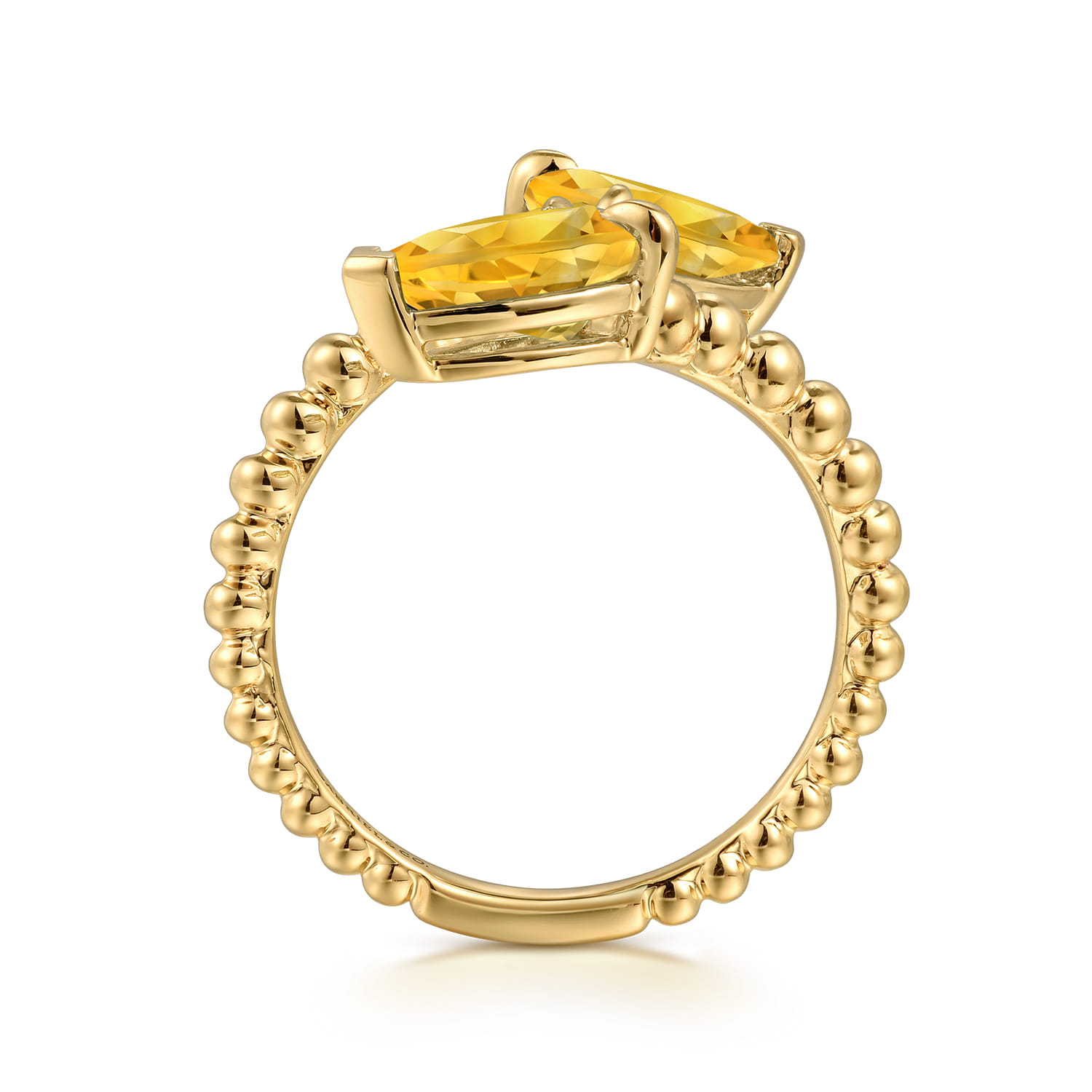 14K Yellow Gold Bujukan Citrine Bypass Ladies Ring - Shot 2