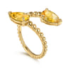 14K Yellow Gold Bujukan Citrine Bypass Ladies Ring