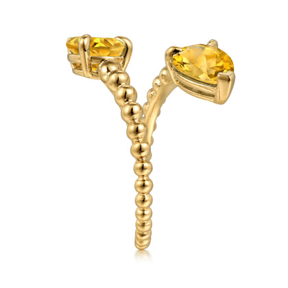 14K Yellow Gold Bujukan Citrine Bypass Ladies Ring