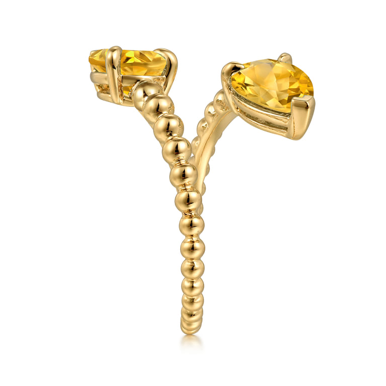 14K Yellow Gold Bujukan Citrine Bypass Ladies Ring - Shot 4