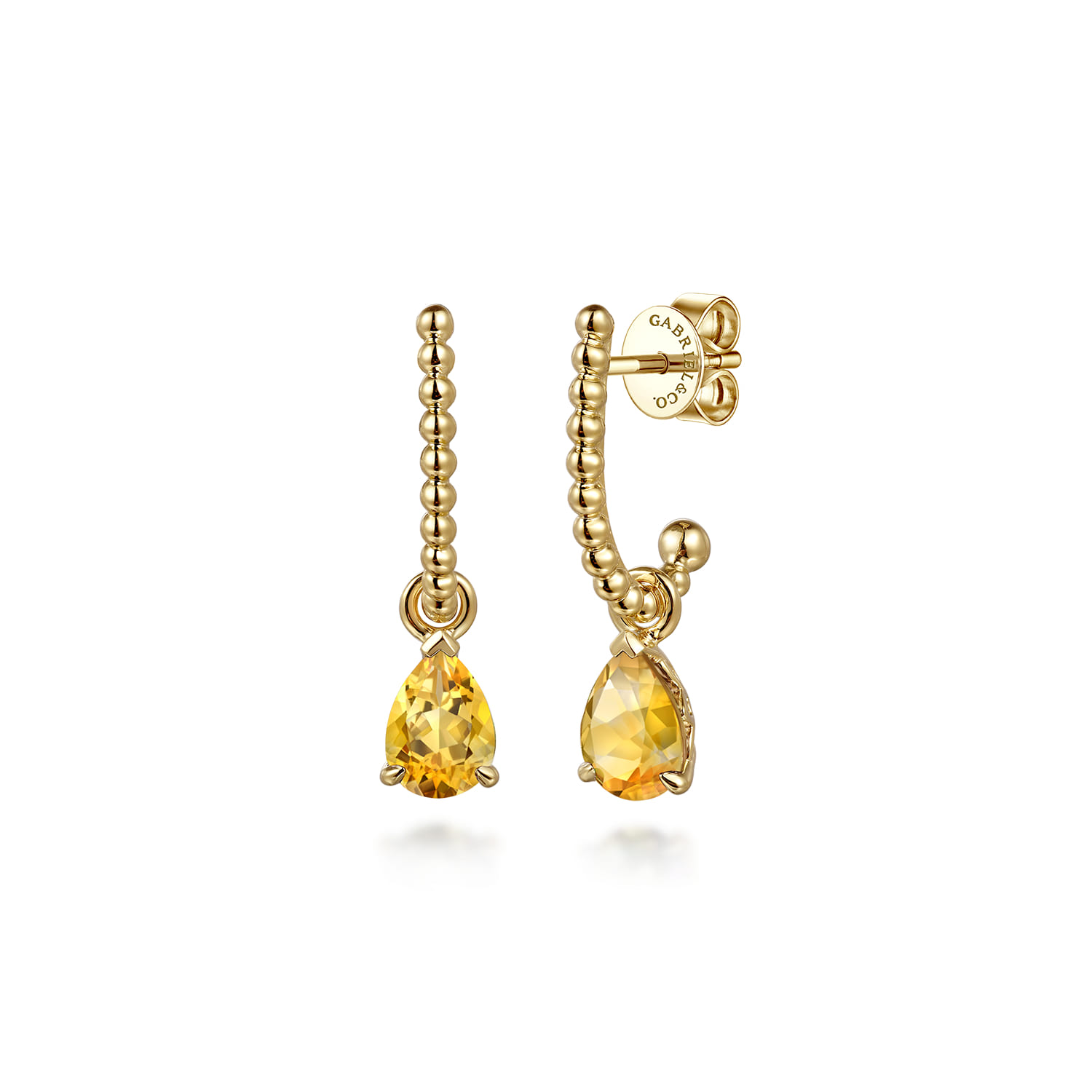14K Yellow Gold Bujukan Citrine J Hoop Earrings - Shot 1