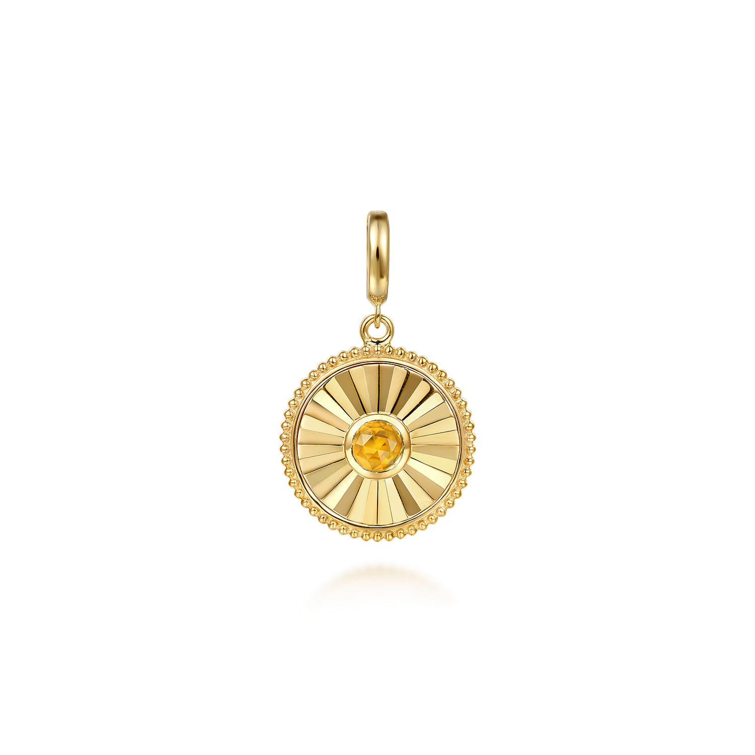 14K Yellow Gold Bujukan Citrine Medallion Pendant With Detachable Bail