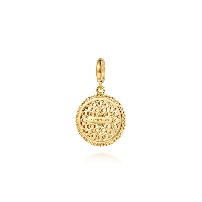 14K Yellow Gold Bujukan Citrine Medallion Pendant With Detachable Bail - Shot 2
