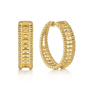 14K Yellow Gold Bujukan Classic Hoop Earrings in 30mm