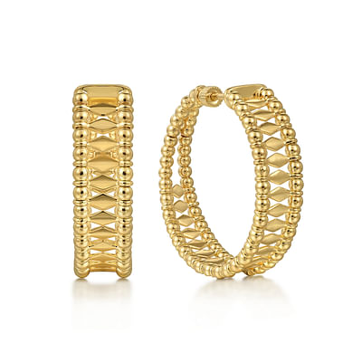 14K Yellow Gold Bujukan Classic Hoop Earrings in 30mm
