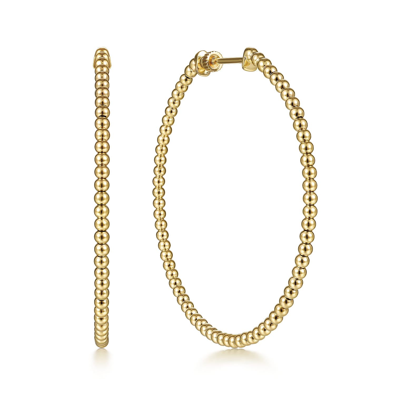 14K Yellow Gold Bujukan Classic Hoop Earrings in size 50mm - Shot 1