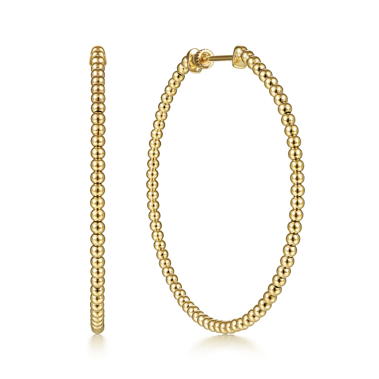 14K Yellow Gold Bujukan Classic Hoop Earrings in size 50mm - Shot 1
