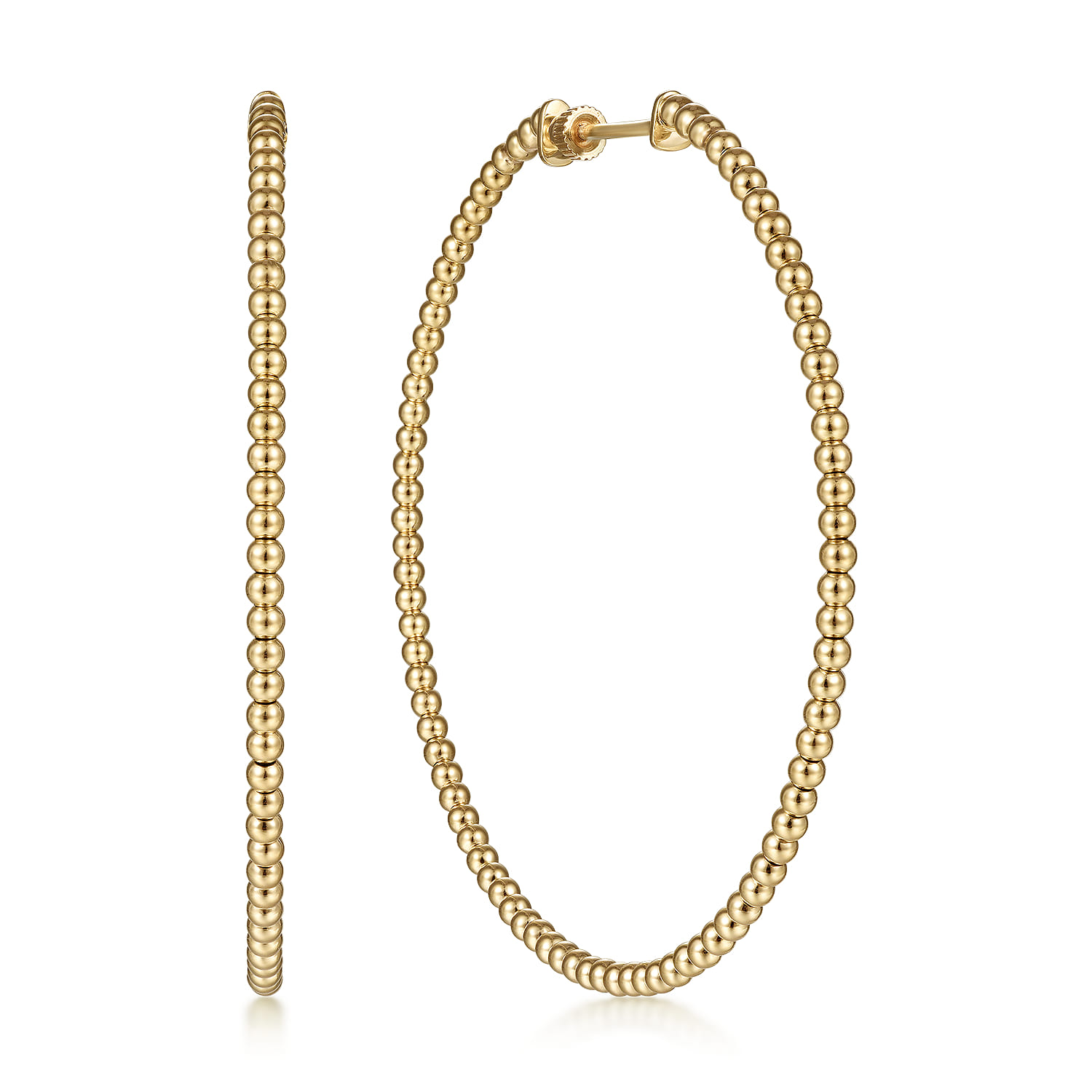 14K Yellow Gold Bujukan Classic Hoop Earrings in size 60mm - Shot 1
