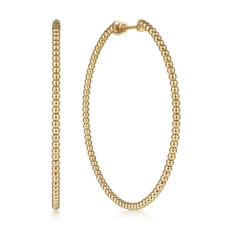 14K Yellow Gold Bujukan Classic Hoop Earrings in size 60mm - Shot 1