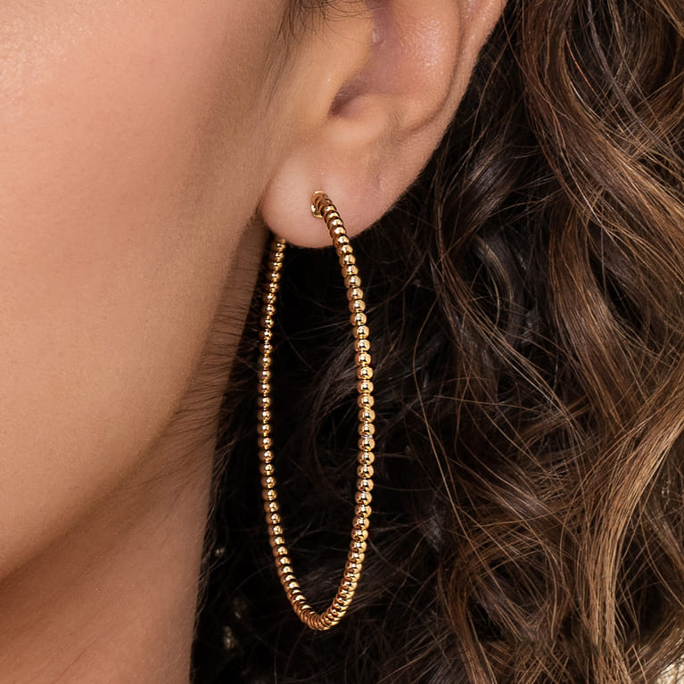 14K Yellow Gold Bujukan Classic Hoop Earrings in size 60mm - Shot 3