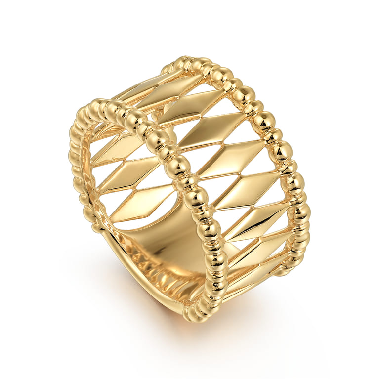14K Yellow Gold Bujukan Classic Wide Band Ladies Ring - Shot 3