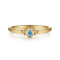 14K Yellow Gold Bujukan Clover and Blue Topaz Stackable Ring