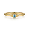 14K Yellow Gold Bujukan Clover and Blue Topaz Stackable Ring