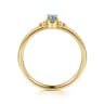 14K Yellow Gold Bujukan Clover and Blue Topaz Stackable Ring