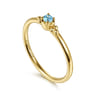 14K Yellow Gold Bujukan Clover and Blue Topaz Stackable Ring