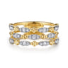 14K Yellow Gold Bujukan Clover and Diamond Marquise Easy Stackable Ring - 0.3 ct