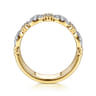 14K Yellow Gold Bujukan Clover and Diamond Marquise Easy Stackable Ring - 0.3 ct