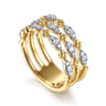 14K Yellow Gold Bujukan Clover and Diamond Marquise Easy Stackable Ring - 0.3 ct