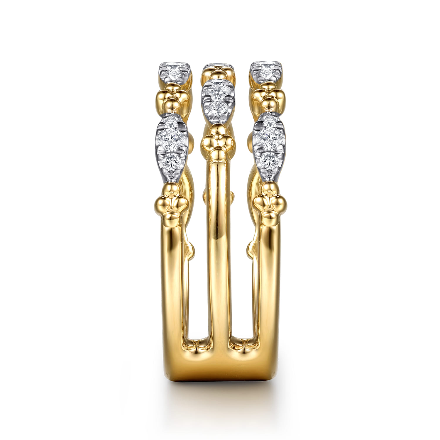 14K Yellow Gold Bujukan Clover and Diamond Marquise Easy Stackable Ring - 0.3 ct - Shot 4