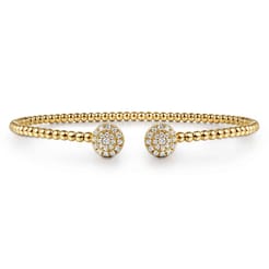 14K Yellow Gold Bujukan Cluster Diamond Split Bangle