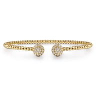 14K Yellow Gold Bujukan Cluster Diamond Split Bangle