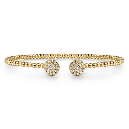 14K Yellow Gold Bujukan Cluster Diamond Split Bangle