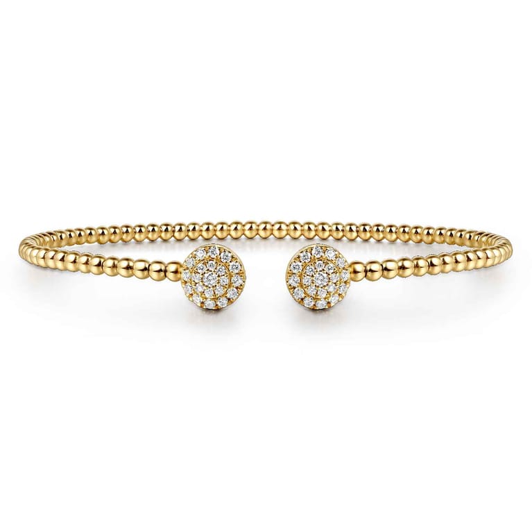 14K Yellow Gold Bujukan Cluster Diamond Split Bangle - 0.28 ct - Shot 1