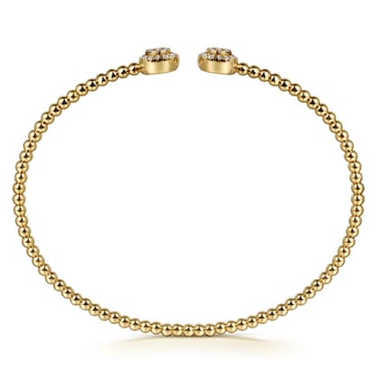 14K Yellow Gold Bujukan Cluster Diamond Split Bangle