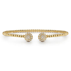 14K Yellow Gold Bujukan Cluster Diamonds Split Bangle